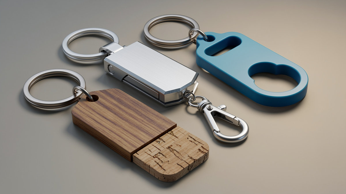 Porte-cle metal, bois ou plastique : ce que la matiere change — OBG.PUB Porte-cle metal, bois ou plastique : ce que la matiere change
