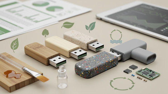 Cle USB eco-responsable : bambou, bois et matieres recyclees