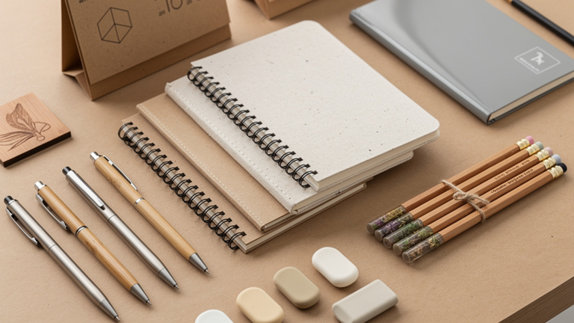 Papeterie ecologique personnalisee : carnets et crayons plantables