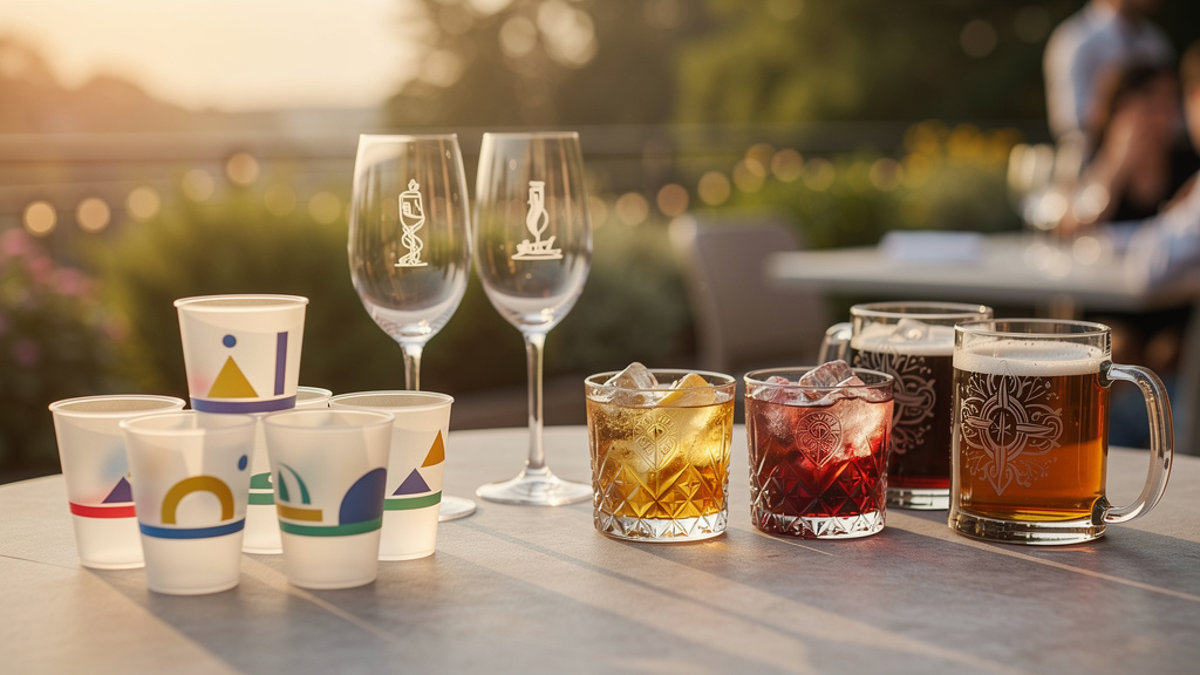 Terrasse, cocktail, garden party : bien choisir vos verres personnalises pour marquer vos invites Verres personnalises pour vos evenements clients en exterieur