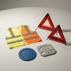 Accessoire de sécurité routière publicitaire pour flottes Accessoires de sécurité routière publicitaires en polyester haute visibilité et plastique rigide