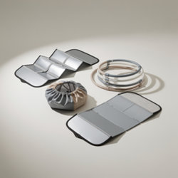Pare-soleils publicitaires pliables et rigides en aluminium argenté, polyester et PET