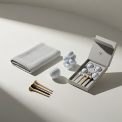 Accessoires de golf publicitaires personnalisables : serviettes, tees en bois, balles et sets