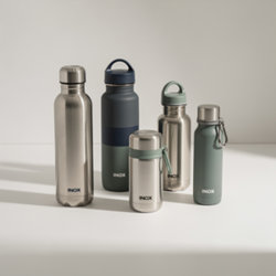 Gourde inox publicitaire simple paroi personnalisable Gourdes inox publicitaires simple paroi avec bouchon à vis, sport ou paille