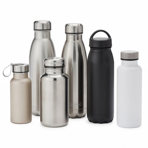 Inox — OBG.PUB Gourdes inox publicitaires simple et double paroi, finitions mates, brillantes ou laquées