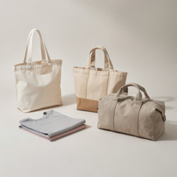 Sacs coton publicitaires en coton biologique, recyclé et toile canvas, coloris écru ou teinté