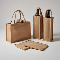 Sacs jute publicitaires en toile naturelle, jute enduite ou melangee au coton