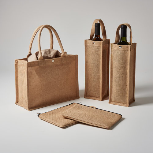 Sacs jute publicitaires en toile naturelle, jute enduite ou melangee au coton