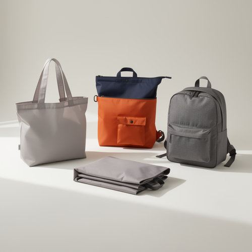 Sacs pliables publicitaires en polyester, nylon et RPET avec pochette de rangement intégrée