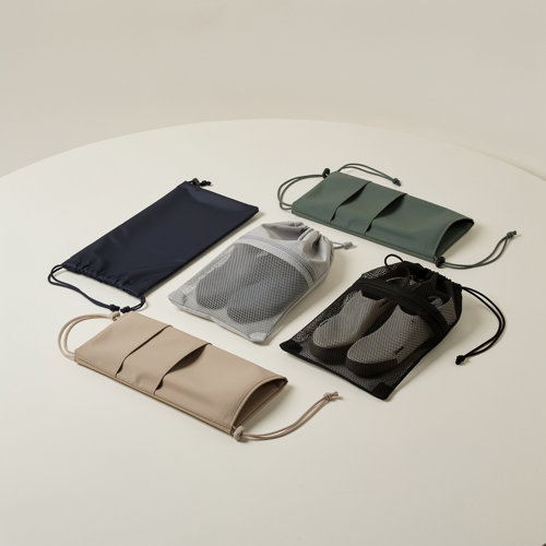 Sac à chaussures — OBG.PUB Sacs à chaussures publicitaires à cordon de serrage en polyester, polypropylène et RPET