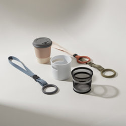Tours de cou porte-gobelet publicitaires à anneau silicone, support rigide ou filet extensible