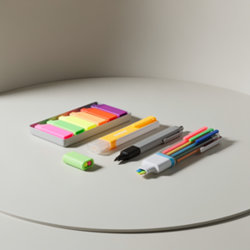 Surligneurs publicitaires personnalisables en carton recyclé, papier enroulé et plastique recyclé