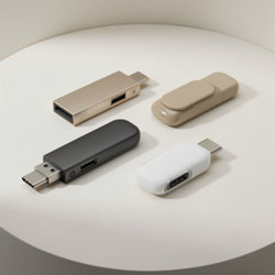 Clé USB OTG publicitaire personnalisable pour smartphone et tablette Clés USB OTG publicitaires personnalisables à double connecteur USB-A et USB-C, corps métal ou plastique