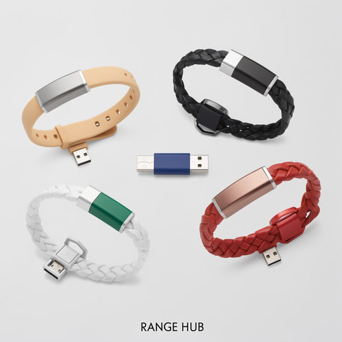 Clés USB bracelets publicitaires personnalisables en silicone, PVC et cuir portées au poignet