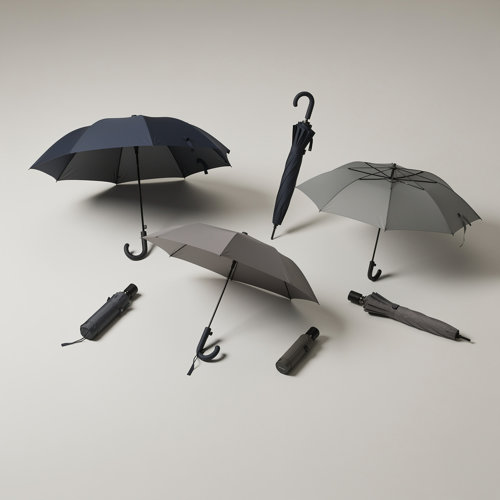 Parapluies automatiques publicitaires droits et pliables en polyester, pongée et PET recyclé