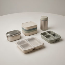 Lunch box publicitaire personnalisable à vos couleurs Lunch box publicitaires en inox, tritan, verre et silicone avec compartiments et couverts