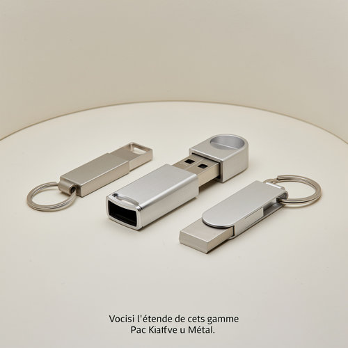 Métal — OBG.PUB Clés USB métal publicitaires en aluminium, zamak et acier, finitions brossée et chromée