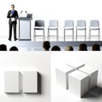 Conférencier publicitaire personnalisé avec logo pour entreprise et communication professionnelle