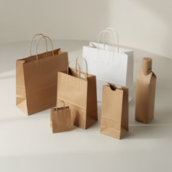 Sac kraft publicitaire personnalisable à votre logo Sacs kraft publicitaires en papier brun, blanc, laminé et recyclé à poignées torsadées