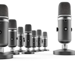 Microphone publicitaire personnalisé avec logo pour entreprise et communication professionnelle
