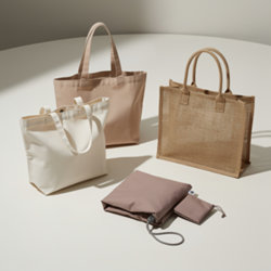 Sacs shopping publicitaires personnalisables en coton, non-tissé, jute et pliables