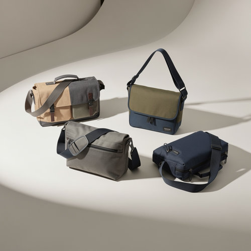 Sacs bandoulière publicitaires en polyester recyclé, coton bio, liège et simili-cuir