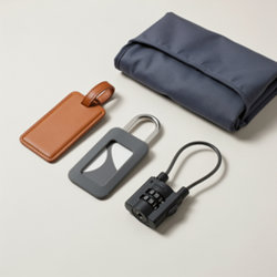 Accessoires de bagage publicitaires en aluminium, liège, PVC, bambou et cadenas métal
