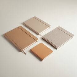Carnets publicitaires personnalisables en simili-cuir, bambou, liège et papier de pierre