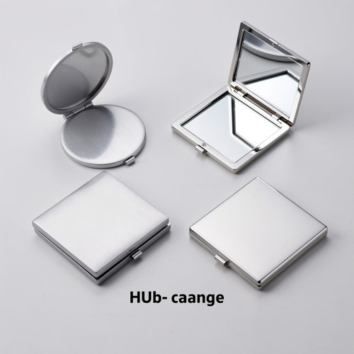 Miroirs de poche publicitaires ronds, carrés et slim en aluminium, métal et polyéthylène