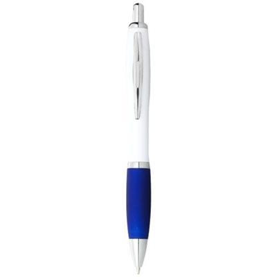 OBG PUB - Stylo bille avec corps blanc et grip coloré Kajish Bleu Stylo bille avec corps blanc et grip coloré Kajish Bleu