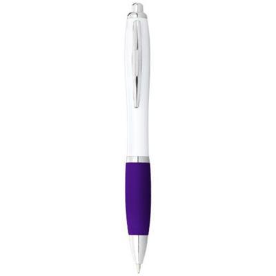 OBG PUB - Stylo bille avec corps blanc et grip coloré Kajish Violet Stylo bille avec corps blanc et grip coloré Kajish Violet