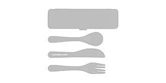 Set de couverts en plastique PP avec boîte Rigota - Impression sur manche couteau