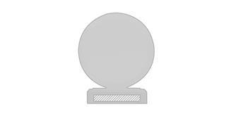 Plaque trophée de forme arrondie en verre Keram - Impression arrière en bas