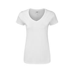 OBG PUB - T-Shirt femme en coton blanc avec col V Cline