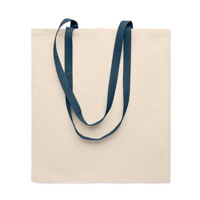 Sac shopping en coton avec anses colorées Jikero Bleu marine