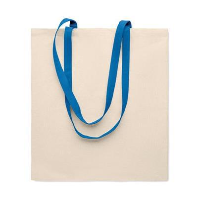 Sac shopping en coton avec anses colorées Jikero Bleu