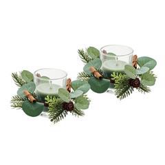 Set de 2 bougeoirs de Noël en verre Mosfia