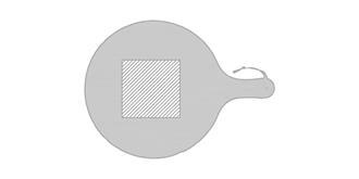 Planche à découper avec poignée forme rond Seves - impression sur le 1er article