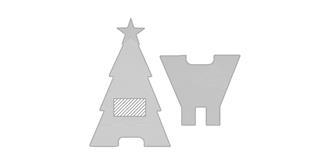 Support en bois à motif de sapin de Noël Iris - Marquage Recto