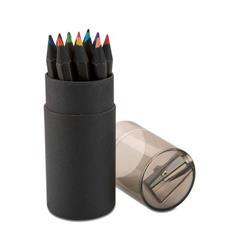 OBG PUB - 12 crayons de couleurs en papier noir Block