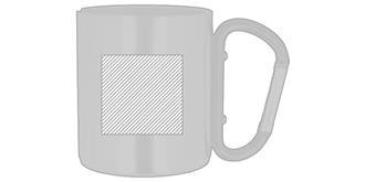 Mug en acier brillant avec anse mousqueton Turbo - Impression Droite