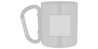 Mug en acier brillant avec anse mousqueton Turbo - Impression Gauche