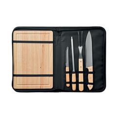 OBG PUB - Outils pour barbecue en bois sous pochette Grilly