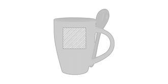 Tasse à café avec cuillère 250 ml en céramique Duo - Impression Droite