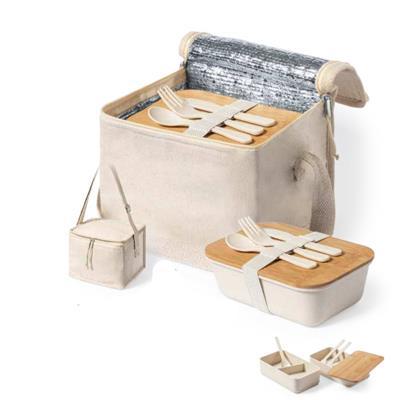Lunchbox avec couverts dans sac coton isotherme