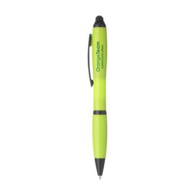 Stylo coloré avec pointeur en caoutchouc Torine Vert citron