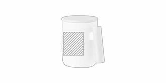 Mug en porcelaine 380 ml poignée en bambou Majesty - Impression Gauche