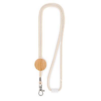 Lanyard en coton avec détail rond en bambou Kara
