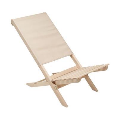 Chaise de plage pliable en bois résistant Maerino Beige
