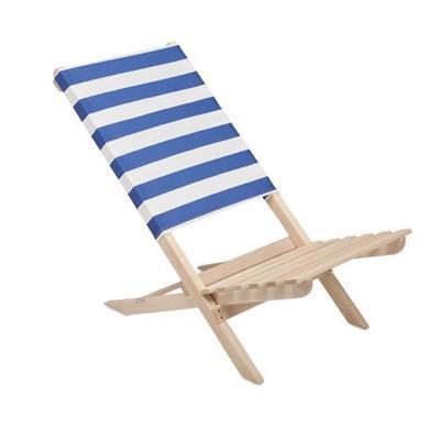 Chaise de plage pliable en bois résistant Maerino Bleu / Blanc